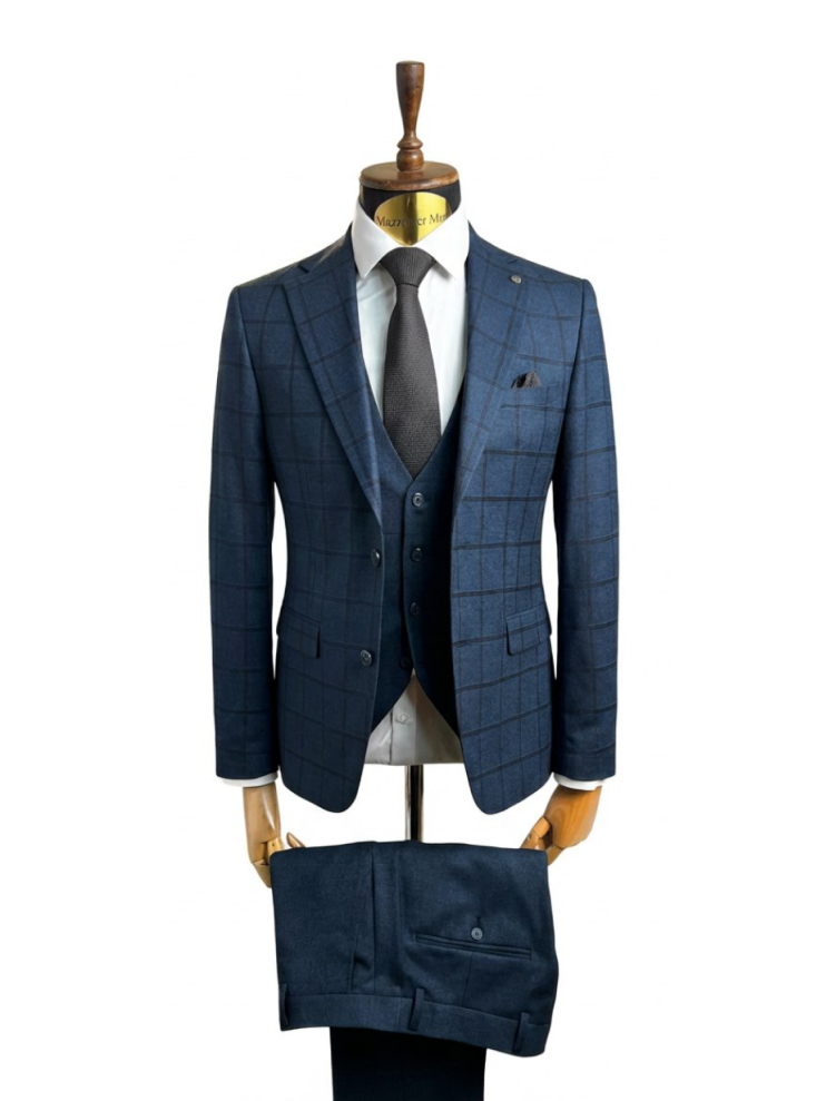 Костюм MAZALTOVMAN 3-ка премиум Синий в клетку