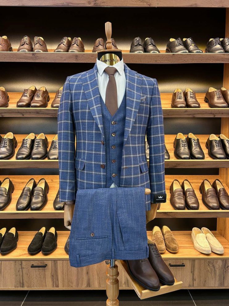 Костюм MAZALTOVMAN 3-ка премиум Синий в клетку