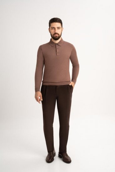 Поло ХЛФ Коричневое с пуговицами