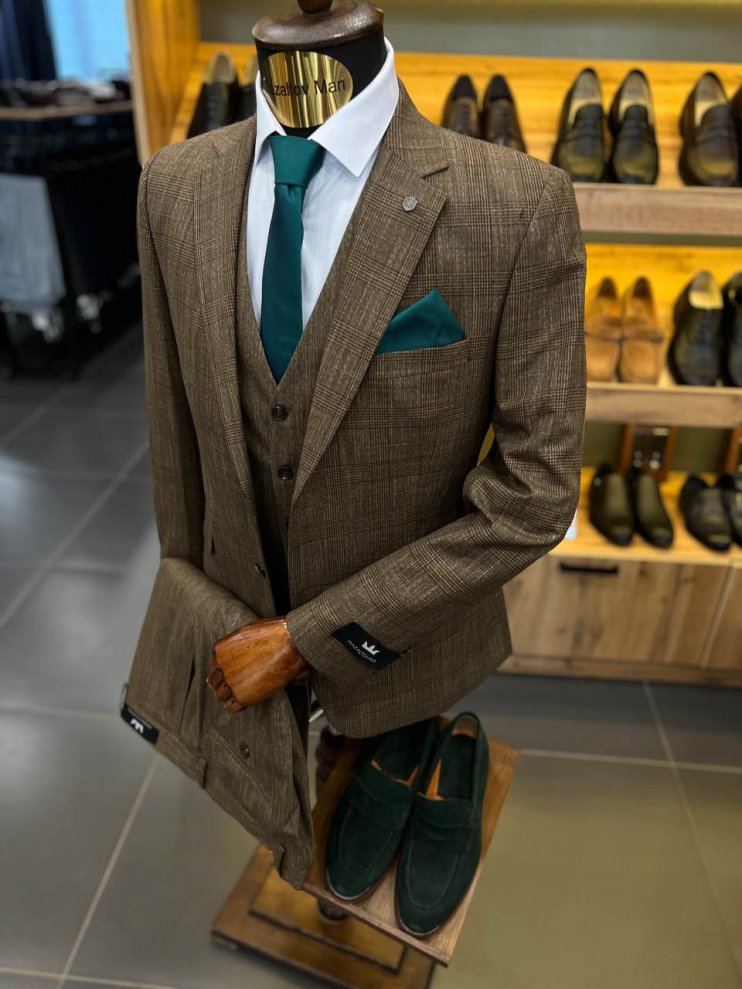 Костюм MAZALTOVMAN 3-ка Коричневый в клетку